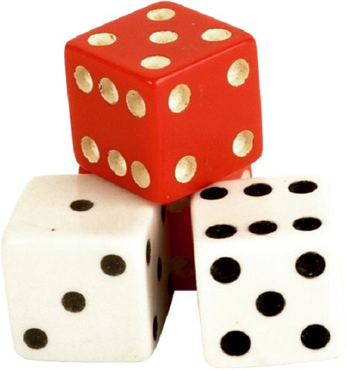 Logo de la conférence Les 12 règles du jeu pour postuler à la fonction publique fédérale avec trois dés blancs et un dé rouge