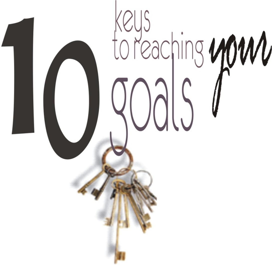 Logo for the 10 Keys to Reaching Your Goals conference by Evolupro, a presentation on motivation, goal achievement, and professional development.